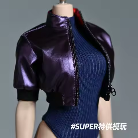 NEW 1/6 Scale female clothes Short half sleeve jacket with zipper fit 12 inches TBLeague S21 JIAOU a