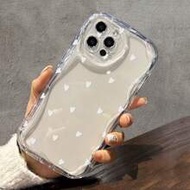 White Mirror Reflective Heart Print Fashion Phone Case Y2K Style Anti-Slip Phone Case Compatible Wit