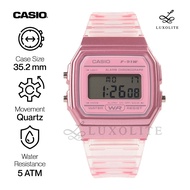[Luxolite] Casio Pink Resin Transparent Band Kids Army Digital Watch F-91WS-4DF F-91WS-4D F-91WS-4
