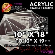 10 x 18 inches to 19++ inches acrylic sheet with 2mm, 3mm 4mm and 5mm / transparent akrilik
