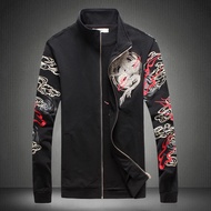 ZZOOI Hip Hop Men Jackets Chinese Style Personality Dragon Pattern Printing Embroidery Mens Streetwe