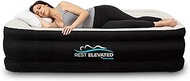 RestElevated Luxury Pillow Top Air Mattress with Built in Pump | 20" Raised Height with Coil Beam Support | King Size Adjustable Blow Up Air Bed | for Home, Guests and Camping [Black with Cream Top]