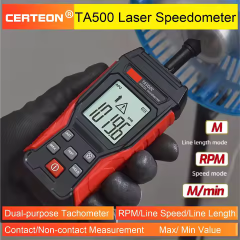 TA500C Digital Motor Tachometer Laser Contact Non-Contact RPM Meter 3-100000RPM for Electric Motor B