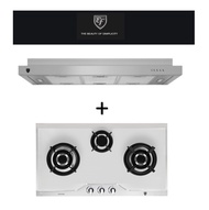 EF 90CM Stainless Steel Slim Hood Bundle With 3 Burners Hob