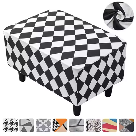 Stretch Ottoman Cover Rectangular Storage Ottoman Slipcover Footrest Stool Slipcover for Foot Stool 