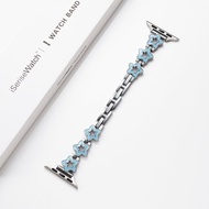 สายนาฬิกา Apple Watch สายโลหะแบบระบายอากาศสำหรับผู้หญิง ดีไซน์สร้างสรรค์ ลายดาว ขนาด 41mm 45mm สายนา