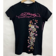ED HARDY 100% Cotton Retro Y2k T-Shirt Summer Printed Black Ready Stock Men Women Same Style