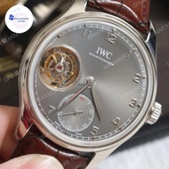 JAM TANGAN PRIA MODE IWC SWISS TOURBILON STRAP LEATHER DIAL GREY D42MM