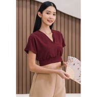 Dear Lyla Ashley Wrap Top (Maroon)