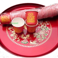 🤵🏻👰🏻‍♀️50/100pcs Wedding Red Paper Cup Printing Mandarin Duck   (Small) Cawan Kertas Perkahwinan婚礼专用