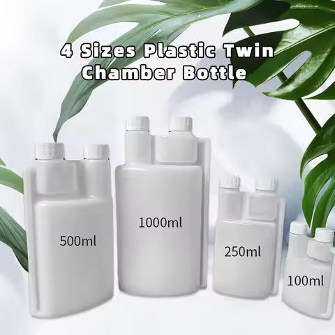 HDPE Plastic Graduated Storage Bottles with Lids 8pcs Set for Liquid Soap Shampoo Cleaner Lab Chemic