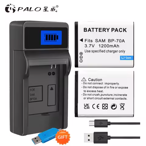 PALO 1200mAh BP70A ES65 ES70 ES73 ES75 PL80 ST30 ST60 Rechargeable Li-ion Camera Battery for SAMSUNG