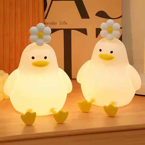 Cute Duck Led Night Light Squishy Silicone Lamp Bedroom Bedside Table Rechargeable Touch Lamp Bedroo