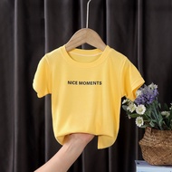 Baby Girls and Boys T-shirt Age 1 To 9 Solid Color Letter Short-sleeved Ice Silk Summer Shirt Fashio