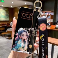 Casing Samsung Galaxy Note8 Note9 Note10 Note 10 Plus Luxury Princess Phone Case Ultrathin Electroplated Wrist Strap Pattern Crossbody Phone Case