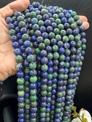Natural Azurite (lapis+ malachite) naturally formed beads in plain round shape beads (1 strand=17