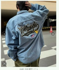 Mark Gonzales 24AW韓國小飛人街頭滑板刺繡印花水洗牛仔長袖襯衫外套