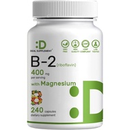 DEAL SUPPLEMENT Vitamin B2 400mg (Riboflavin) | with Magnesium Glycinate 400mg, 240 Capsules – 2 in 