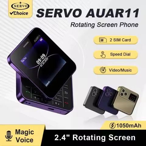 SERVO AUAR11 2.4" Rotatable Screen Unlocked Feature Phone Dual SIM Big Button Magic Voice FM Radio S