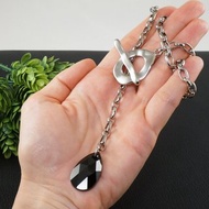 黑色淚滴施華洛世奇水晶項鍊大號鍊扣 Y 項鍊首飾