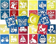 24-Piece Drawing Stencils Set for Children, 15 x 14 cm, 4-in-1 Motif Stencils Set for Children, 36 A