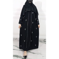 Black Abaya Swaroski Ribbon Silver Dubai Gamis Muslim Women's Clothing Turkey Women's Clothing Maxy 