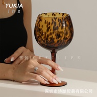 [D0226] Leopard Print Goblet Goblet Wine Glass Wine Set Pair Glass Medieval vintage Wine Glass Red W