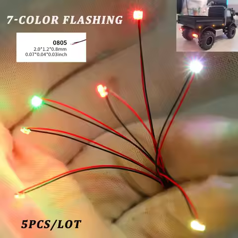 5pcs 3V Led 0805 Pre Wired SMD 7-Colors Flashing Lamp Model Toys for Ho N OO Diy Model Making/Cars L