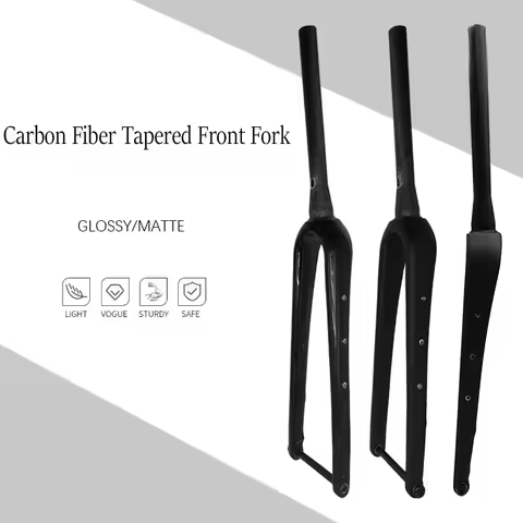 Ultra-light T800 Carbon Fiber Gravel Bike Fork Matte Finish 700C 100mm Front Fork Tapered Steerer Tu