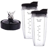 24Oz Cups with To-Go Lids 7 Fins Extractor Blade for Ninja Auto IQ BN801 SS101 BL480-30 BL641 BL642-