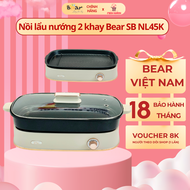 Nồi lẩu điện đa năng Bear SB-NL45K - Có 2 khay nhiều chức năng: chiên nướng lẩu nấu hầm ninh tiện dụ