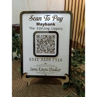 Custom Wooden QR Code Board 20x10cm with Wooden Stand