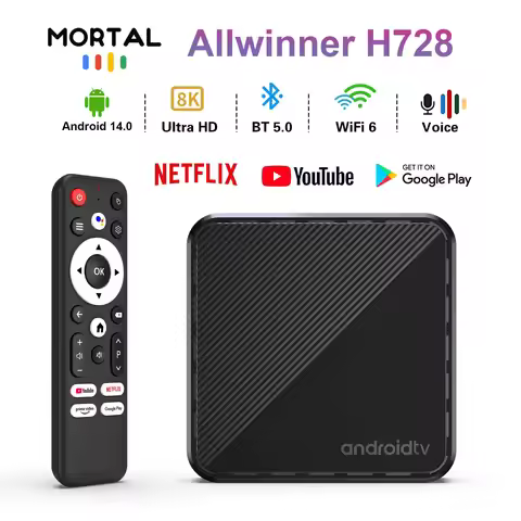 Mortal Smart TV Box Android 14 H728 Wifi6 BT5 4K HD Allwinner H728 1000M 64G Google Voice Assistant 