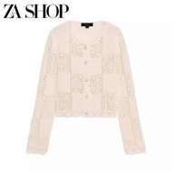 Spain NEW ZARAˉ 25 Summer New Womens Jacquard Mesh Sweater Round Neck Long Sleeve Row Buckle Knitted