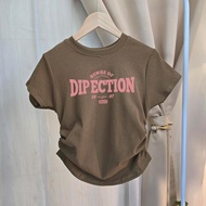 สวยๆเสื้อรัดรูปผู้หญิงแฟชั่นตามกระแสสไตล์เกาหลีเสื้อยืดครอป แขนสั้น เวอร์ชั่นเกาหลีของกระแสน้ำแน่นเข