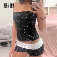 MsMona Women's 2026 New Polka Dotted Printed Fashion Causal Home Shorts Set