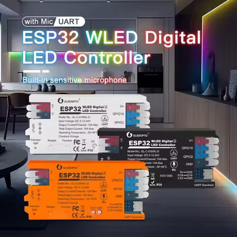 GLEDOPTO ESP32 WLED LED Controller Microphone Music DIY Dynamic Mode UART Download Easy Wiring App C