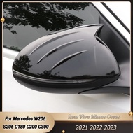 Gloss Black Side Rear View Mirror Cover Car Accessories For Mercedes Benz W206 S206 C180 C200 C200d 
