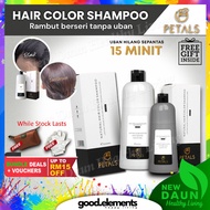 PETALS SYAMPOO RAMBUT HALAL HAIR COLOR SHAMPOO 15 MINIT WARNA TUTUP UBAN INAI HITAMKAN HENNA