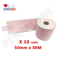 50mm x 30M ECG Paper x 10 rolls