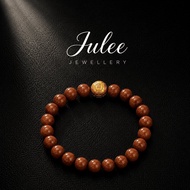 JULEE [24K Gold] Brown Goldstone Bracelet with Six Transfer Accents 24K Characters | 24K Pure Gold J