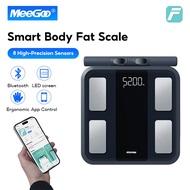 MeeGoo 8-Electrode Smart Bluetooth Body Fat Scale LED Display Accurately Measure 58 Body Data