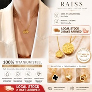 Kwintas Stainless Steel Necklace, Women's Vintage Butterfly Pendant Four Leaf Clover Necklace