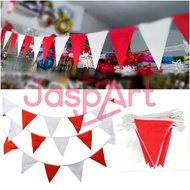 MERAH Red and White Happy Birthday Festival Flags 6 Meters 15 Sheets Colorful Triangle Bunting Flags