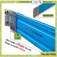 T Rex DIY C Channel Roofing Wall Mount Slope Bracket / U Connector Bracket / Tapak Besi C Channel
