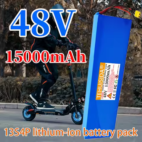 48V 15Ah 1000W lithium-ion battery pack 13S4P built-in BMS suitable for Citycoco/iScooter iX4/Kaabo 