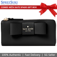 Kate Spade Wallet In Gift Box Kate Spade Robinson Street Nisha Black Leather Wallet Wristlet Bow Black # WLRU3286