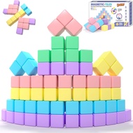 45pcs Blok Magnetik untuk Kanak-Kanak Berumur 3-5 Tahun, Blok Bangunan Magnetik untuk Mainan Kanak-K