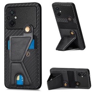 全城熱賣 - 適用於 小米Poco M5 4G 碳纖維錢包翻蓋卡包手機殼（黑色）