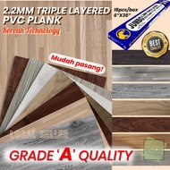 SELF ADHESIVE DIY Vinyl Floor Water Proof Stick Lantai Kayu Vinyl Tampal Sendiri Kalis Air